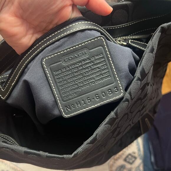 Vintage Coach Black C Logo Large Canvas Duffle Shoulder Bucket Bag y2k - Picture 5 of 10